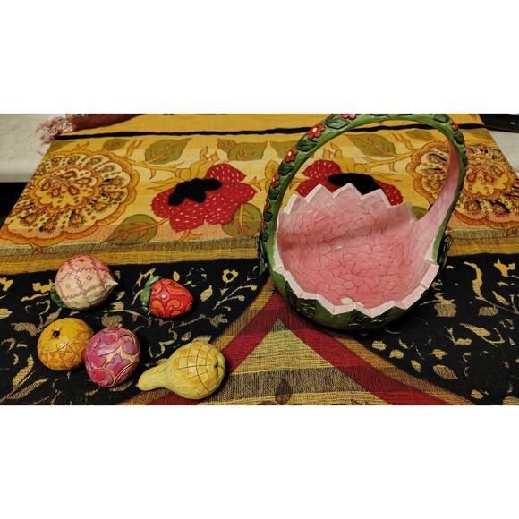 Jim Shore 2007 A Taste Of Summer’s Goodness Basket Watermelon 6 Pieces Of Fruit - Picture 9 of 16